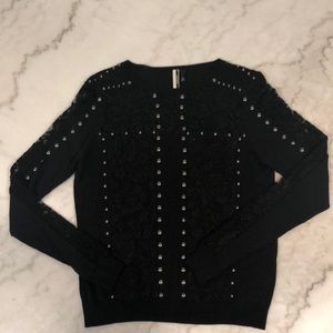 TOPSHOP Premium Lace Stud Panel Top
